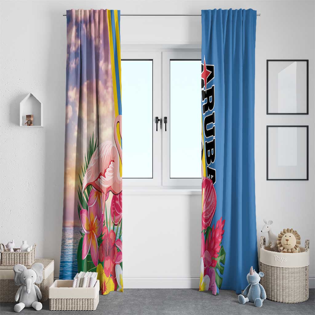 Aruba Flamingo Window Curtain Tropical Sunset Vibes