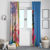 Aruba Flamingo Window Curtain Tropical Sunset Vibes