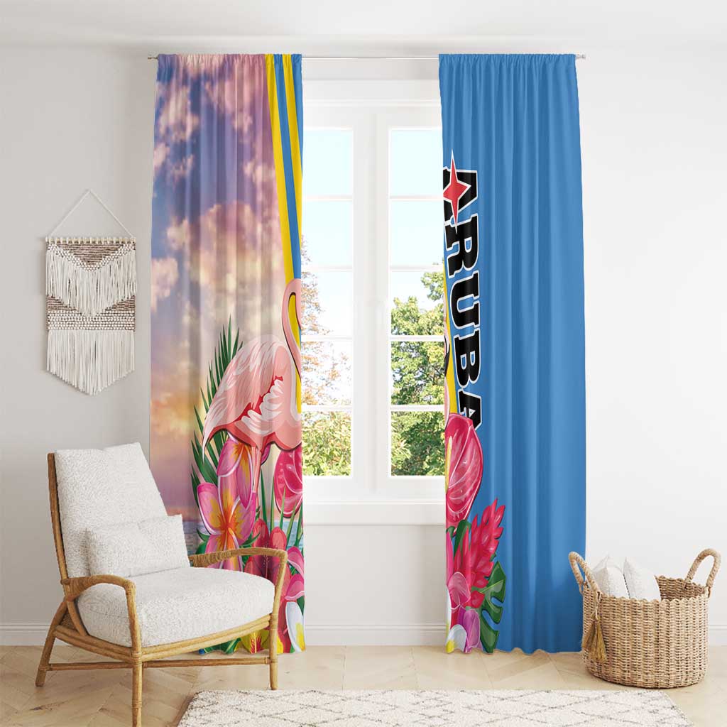 Aruba Flamingo Window Curtain Tropical Sunset Vibes