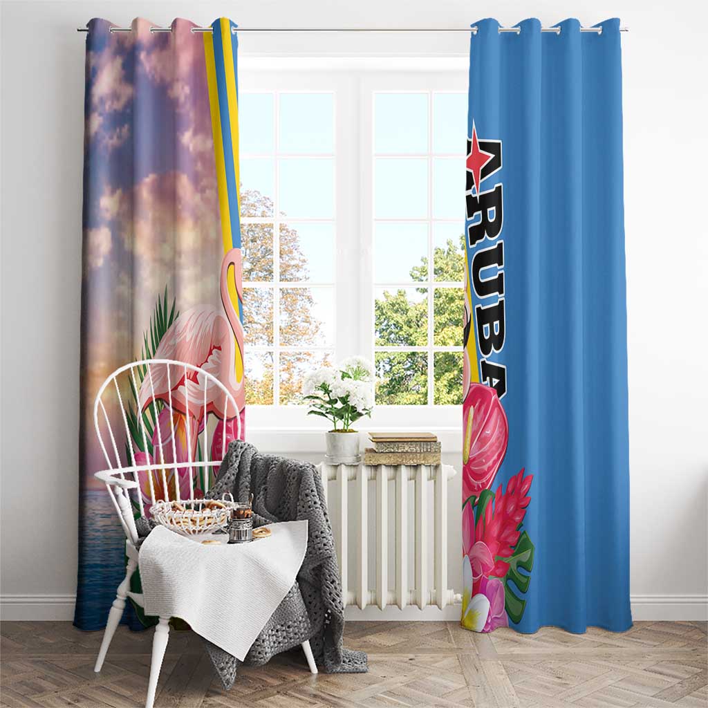 Aruba Flamingo Window Curtain Tropical Sunset Vibes