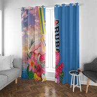 Aruba Flamingo Window Curtain Tropical Sunset Vibes