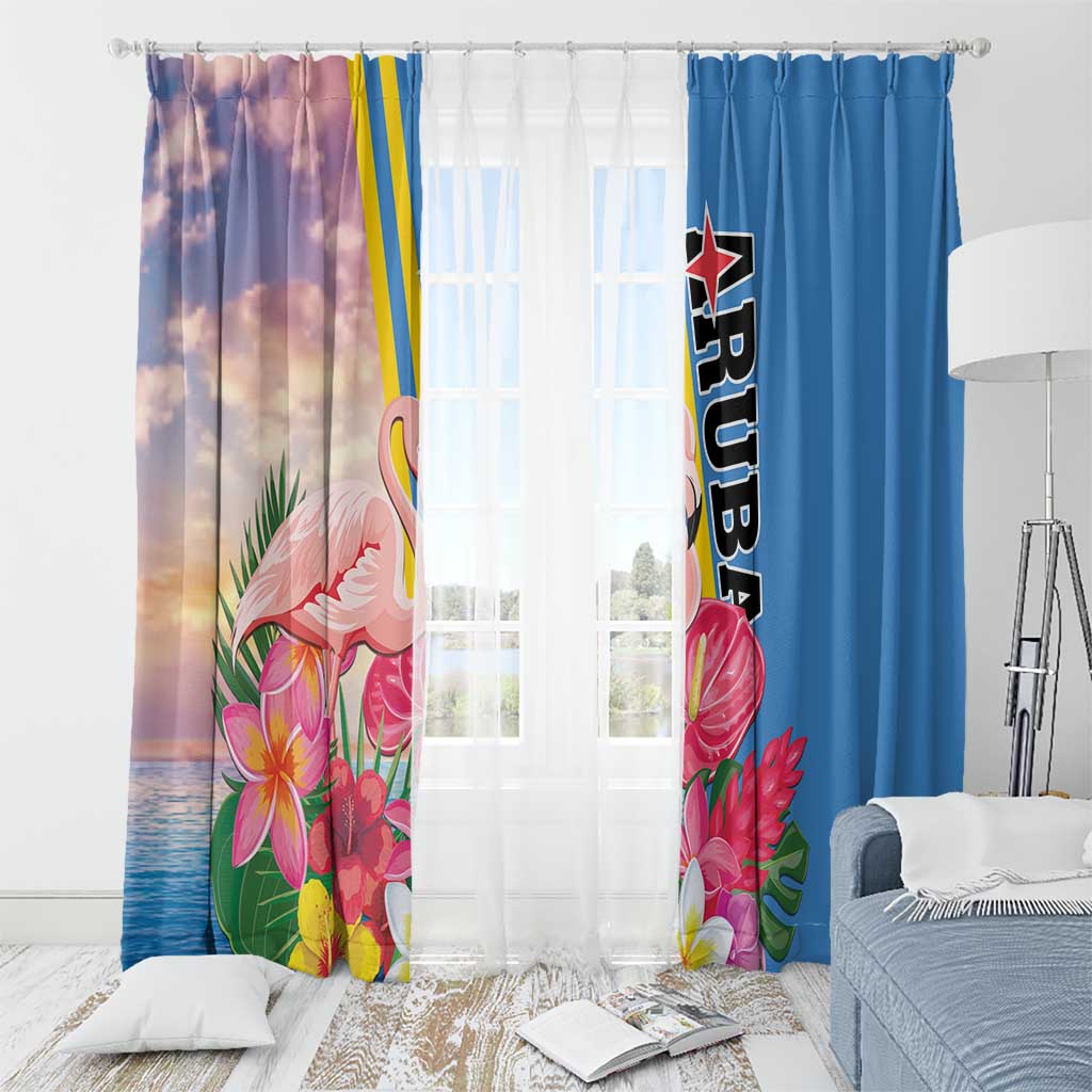 Aruba Flamingo Window Curtain Tropical Sunset Vibes