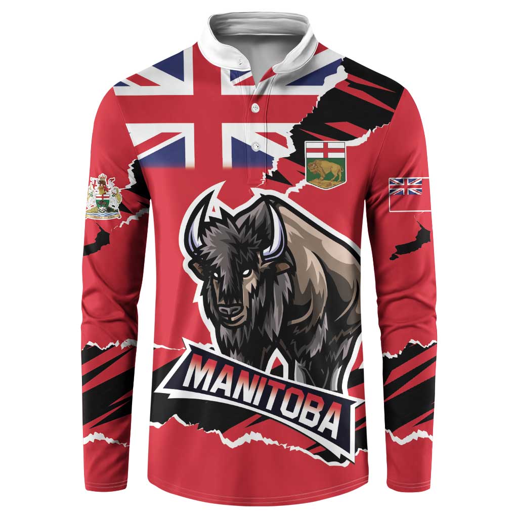 Personalized Canada Manitoba Province Bison Button Sweatshirt Gloriosus et Liber