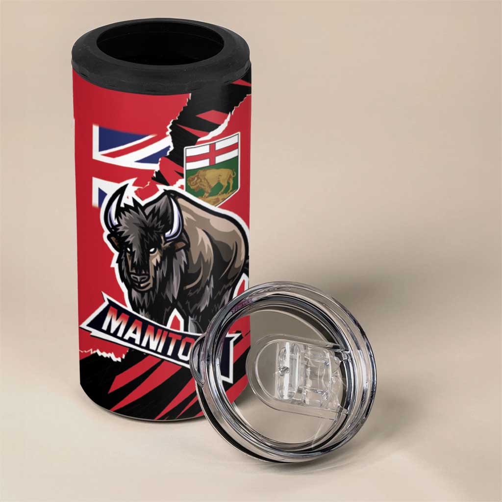 Personalized Canada Manitoba Province Bison 4 in 1 Can Cooler Tumbler Gloriosus et Liber
