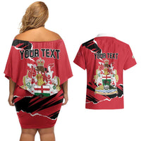 Personalized Canada Manitoba Province Bison Couples Matching Off Shoulder Short Dress and Hawaiian Shirt Gloriosus et Liber