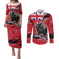 Personalized Canada Manitoba Province Bison Couples Matching Puletasi and Long Sleeve Button Shirt Gloriosus et Liber