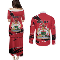 Personalized Canada Manitoba Province Bison Couples Matching Puletasi and Long Sleeve Button Shirt Gloriosus et Liber