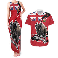 Personalized Canada Manitoba Province Bison Couples Matching Tank Maxi Dress and Hawaiian Shirt Gloriosus et Liber