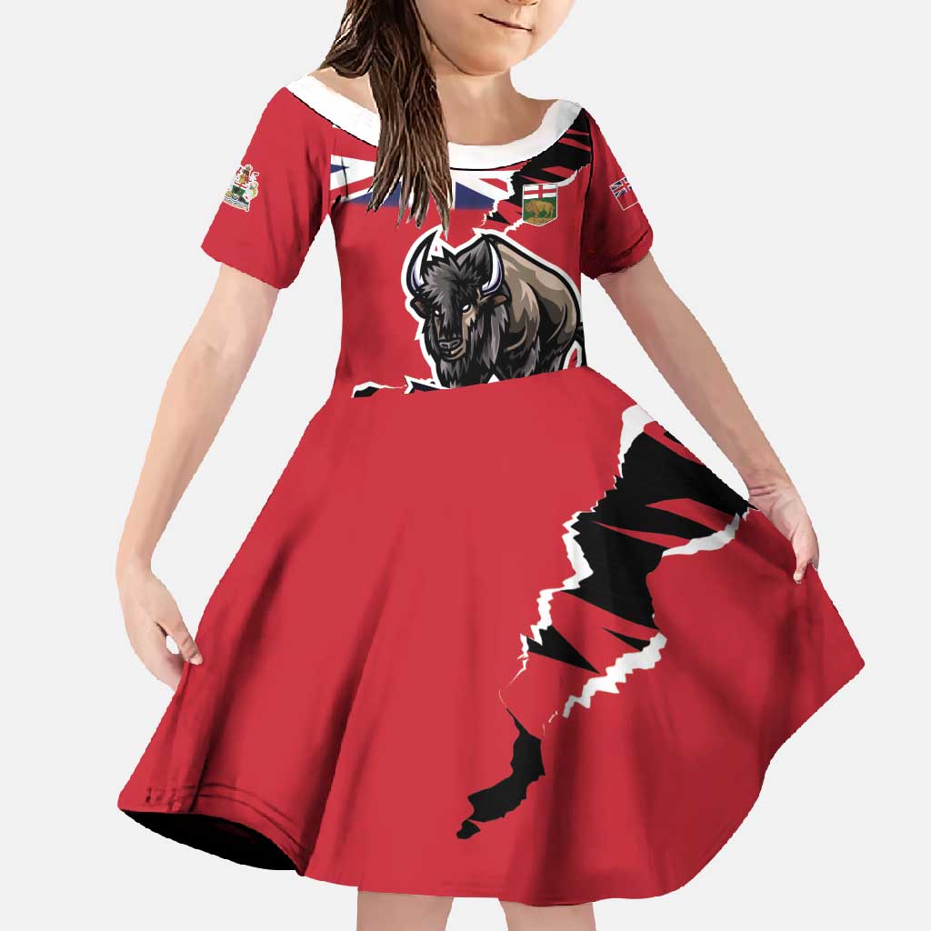 Personalized Canada Manitoba Province Bison Family Matching Long Sleeve Bodycon Dress and Hawaiian Shirt Gloriosus et Liber