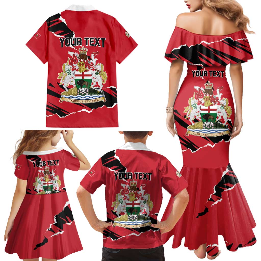 Personalized Canada Manitoba Province Bison Family Matching Mermaid Dress and Hawaiian Shirt Gloriosus et Liber