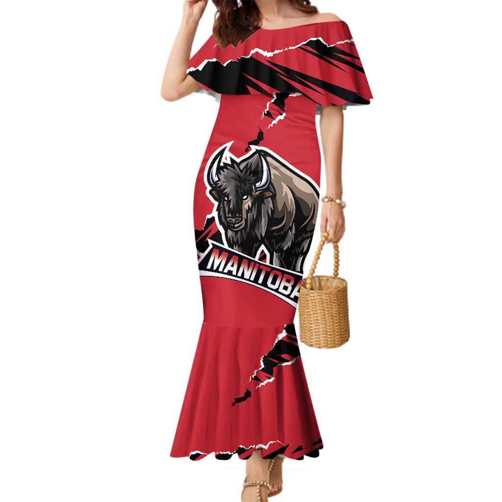 Personalized Canada Manitoba Province Bison Family Matching Mermaid Dress and Hawaiian Shirt Gloriosus et Liber