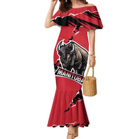 Personalized Canada Manitoba Province Bison Family Matching Mermaid Dress and Hawaiian Shirt Gloriosus et Liber