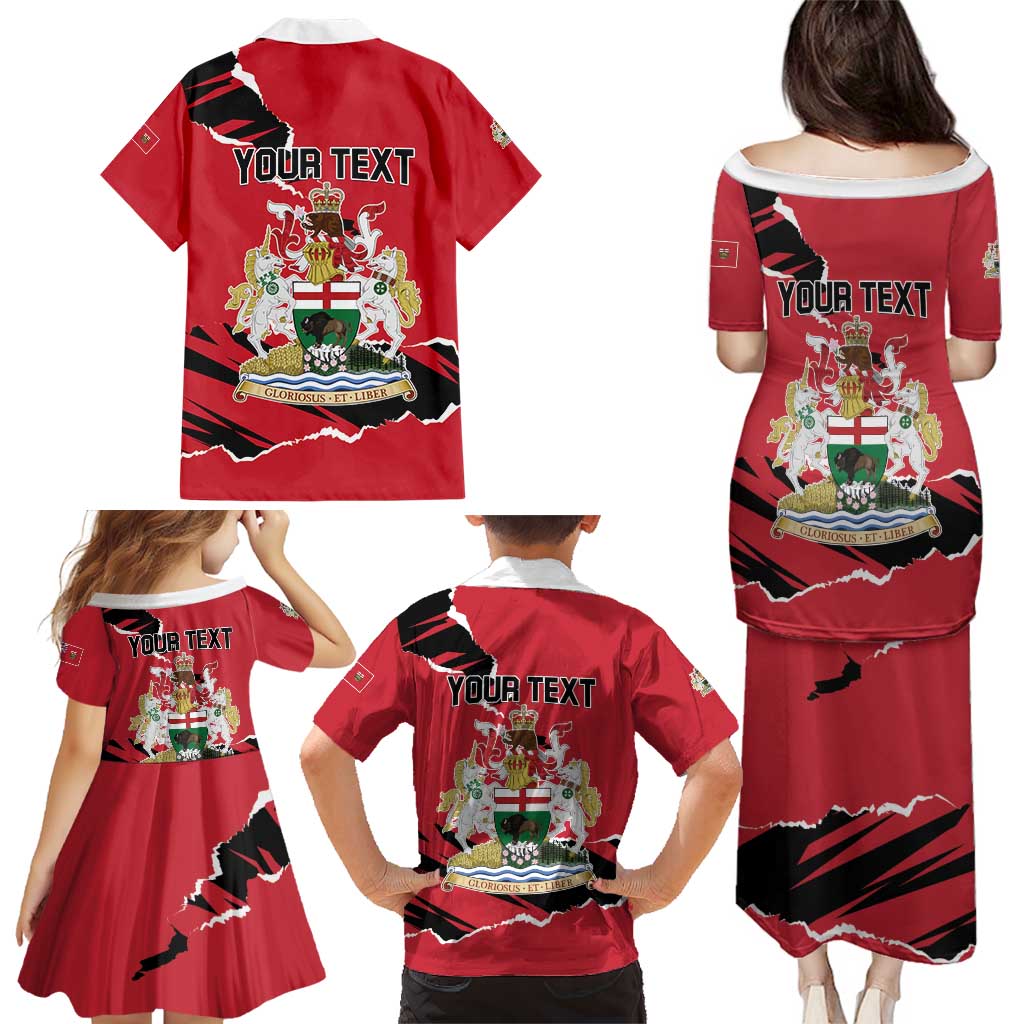 Personalized Canada Manitoba Province Bison Family Matching Puletasi and Hawaiian Shirt Gloriosus et Liber