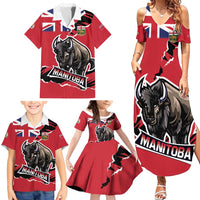 Personalized Canada Manitoba Province Bison Family Matching Summer Maxi Dress and Hawaiian Shirt Gloriosus et Liber