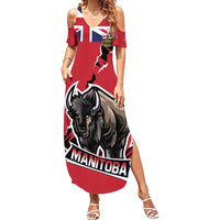 Personalized Canada Manitoba Province Bison Family Matching Summer Maxi Dress and Hawaiian Shirt Gloriosus et Liber