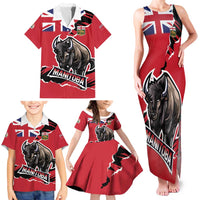 Personalized Canada Manitoba Province Bison Family Matching Tank Maxi Dress and Hawaiian Shirt Gloriosus et Liber