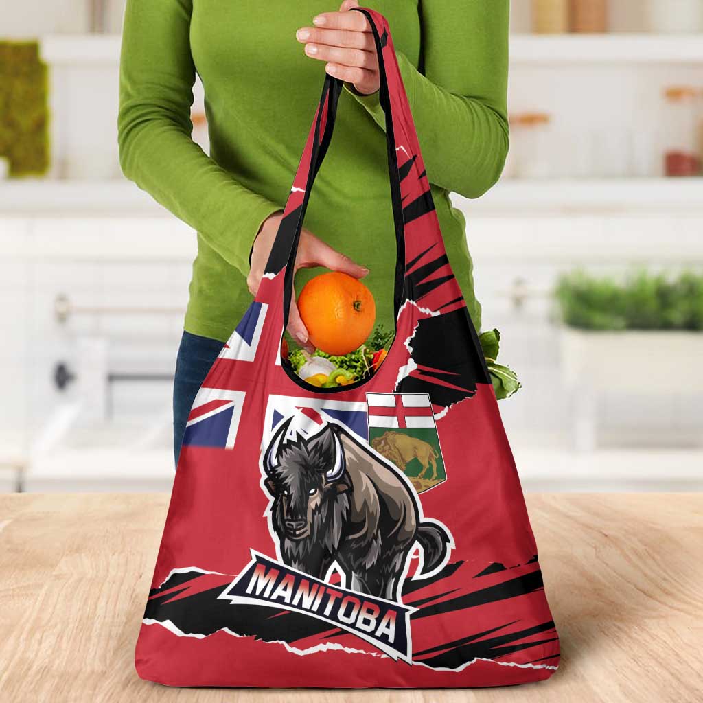 Canada Manitoba Province Bison Grocery Bag Gloriosus et Liber