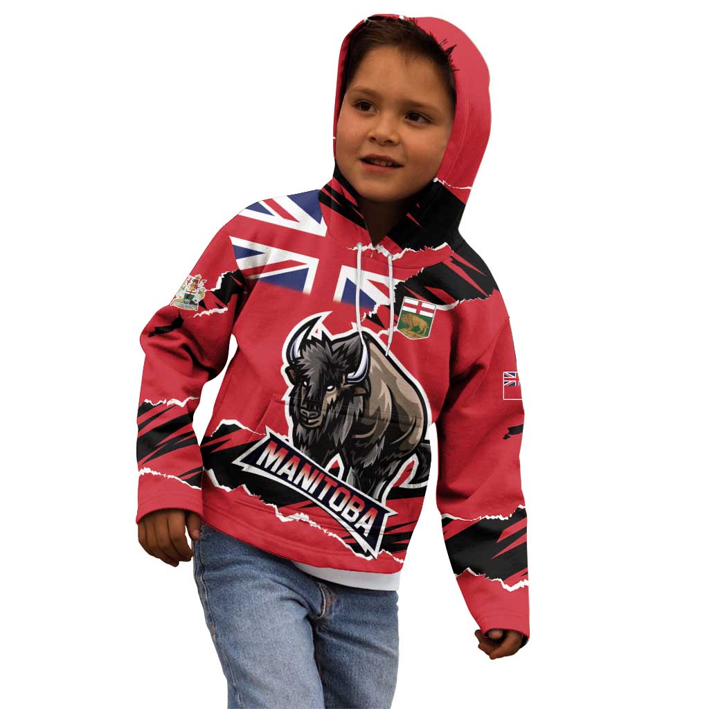 Personalized Canada Manitoba Province Bison Kid Hoodie Gloriosus et Liber