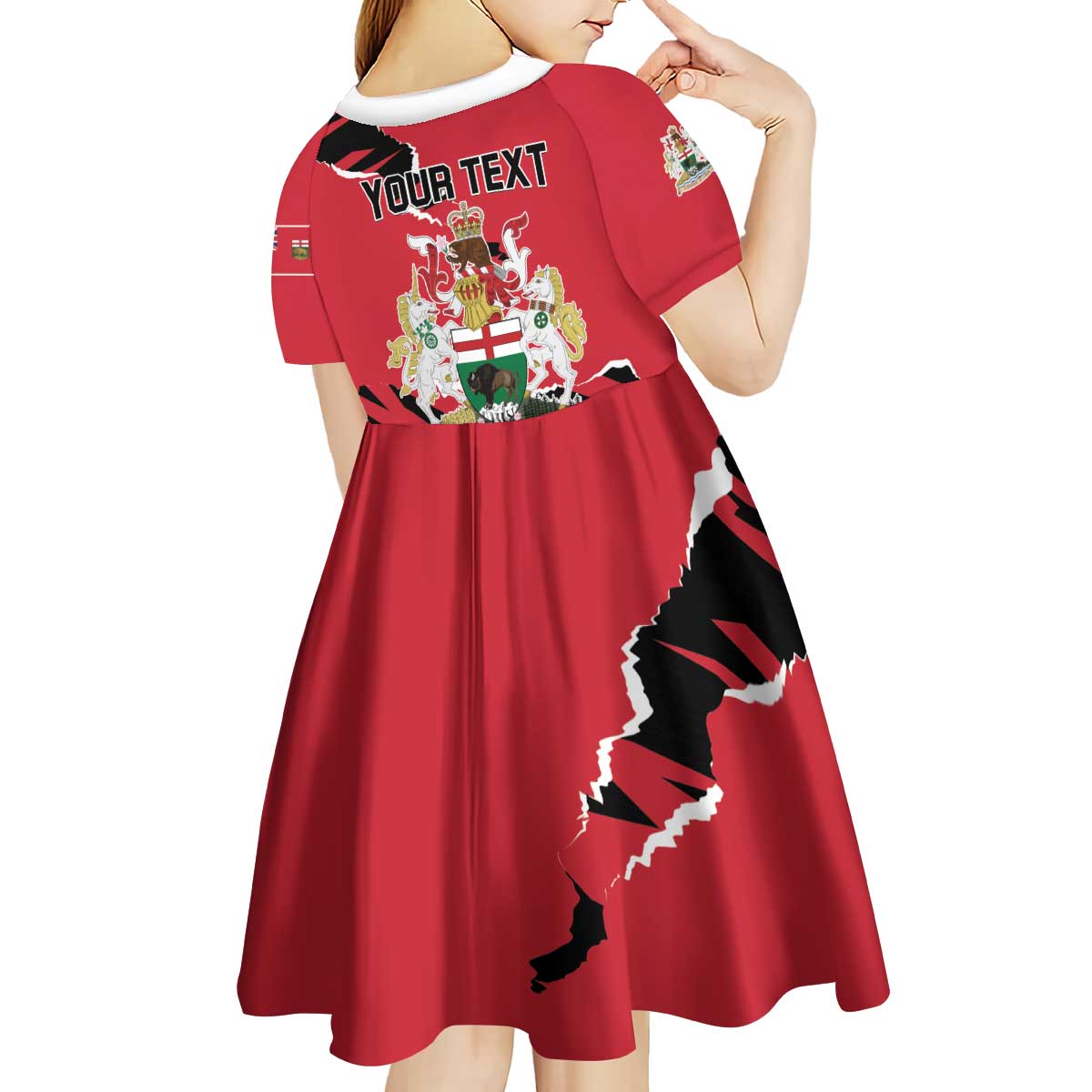 Personalized Canada Manitoba Province Bison Kid Short Sleeve Dress Gloriosus et Liber