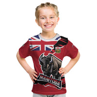 Personalized Canada Manitoba Province Bison Kid T Shirt Gloriosus et Liber