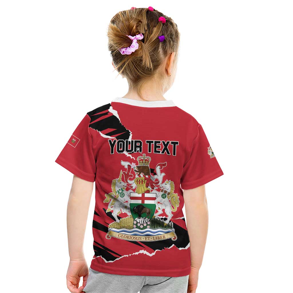 Personalized Canada Manitoba Province Bison Kid T Shirt Gloriosus et Liber