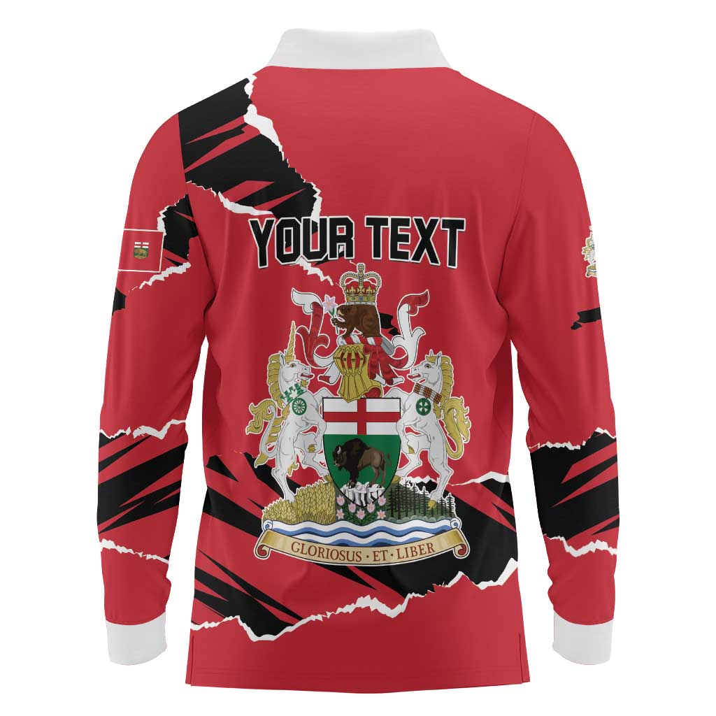 Personalized Canada Manitoba Province Bison Long Sleeve Polo Shirt Gloriosus et Liber