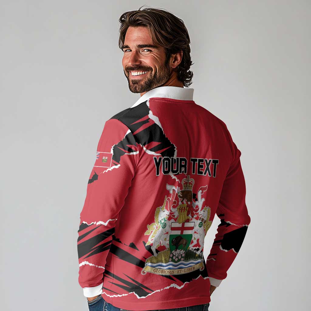 Personalized Canada Manitoba Province Bison Long Sleeve Polo Shirt Gloriosus et Liber