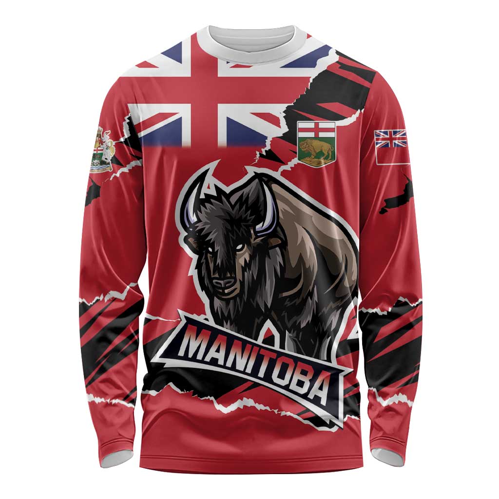 Personalized Canada Manitoba Province Bison Long Sleeve Shirt Gloriosus et Liber