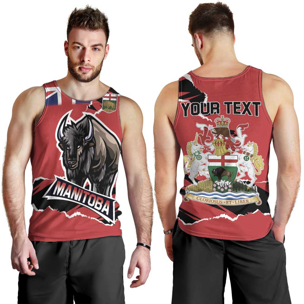 Personalized Canada Manitoba Province Bison Men Tank Top Gloriosus et Liber