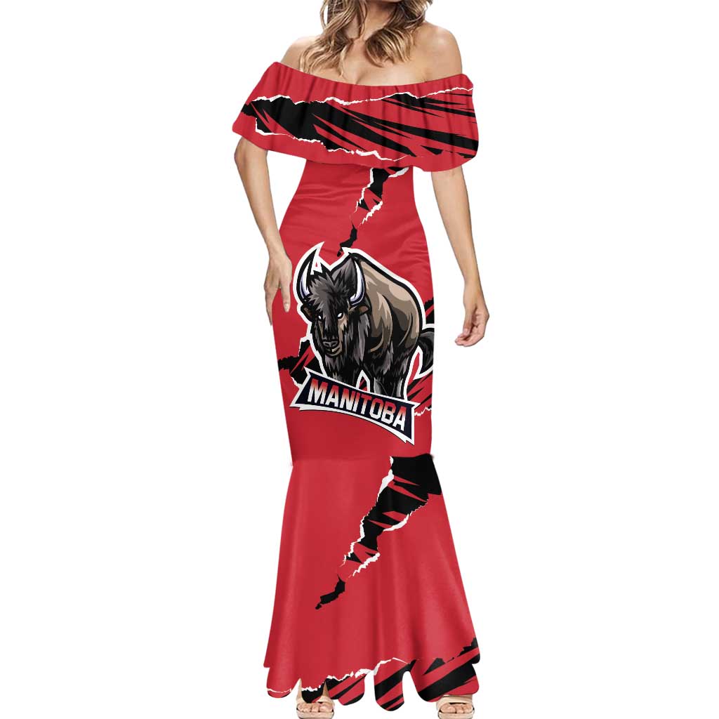 Personalized Canada Manitoba Province Bison Mermaid Dress Gloriosus et Liber