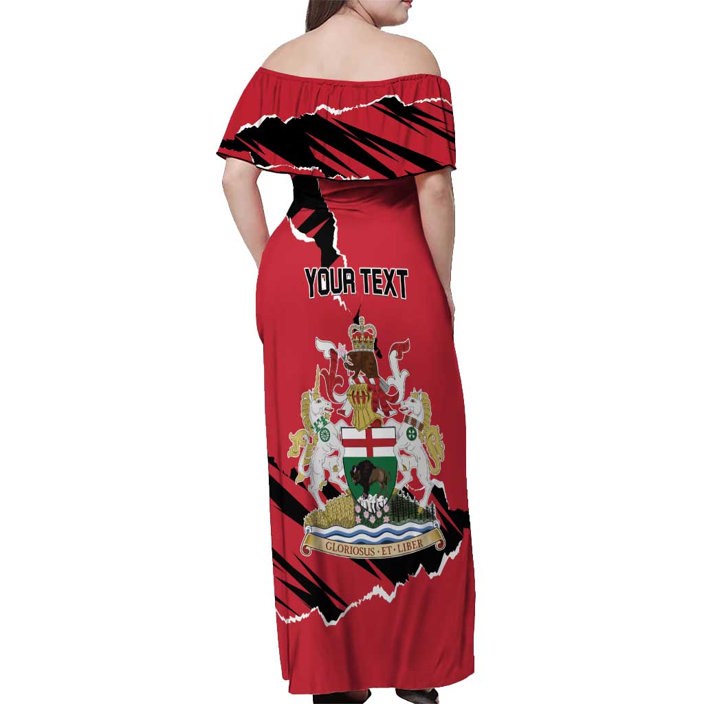 Personalized Canada Manitoba Province Bison Off Shoulder Maxi Dress Gloriosus et Liber