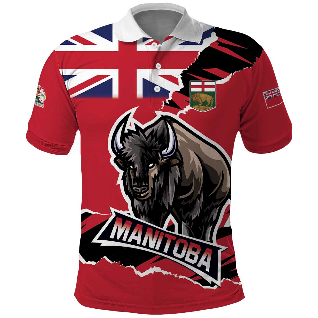 Personalized Canada Manitoba Province Bison Polo Shirt Gloriosus et Liber