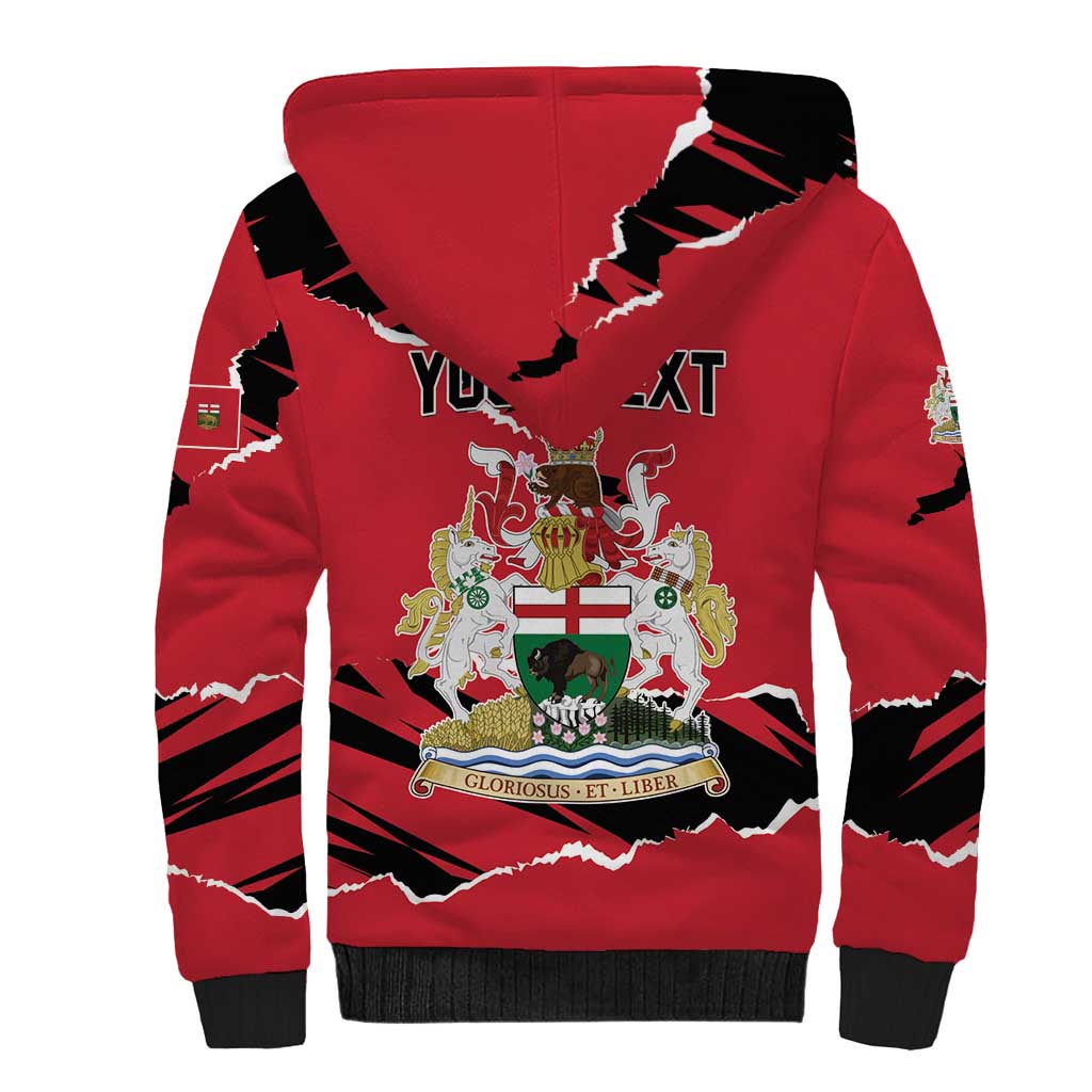 Personalized Canada Manitoba Province Bison Sherpa Hoodie Gloriosus et Liber