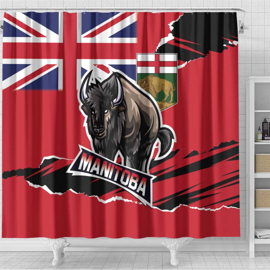 Canada Manitoba Province Bison Shower Curtain Gloriosus et Liber
