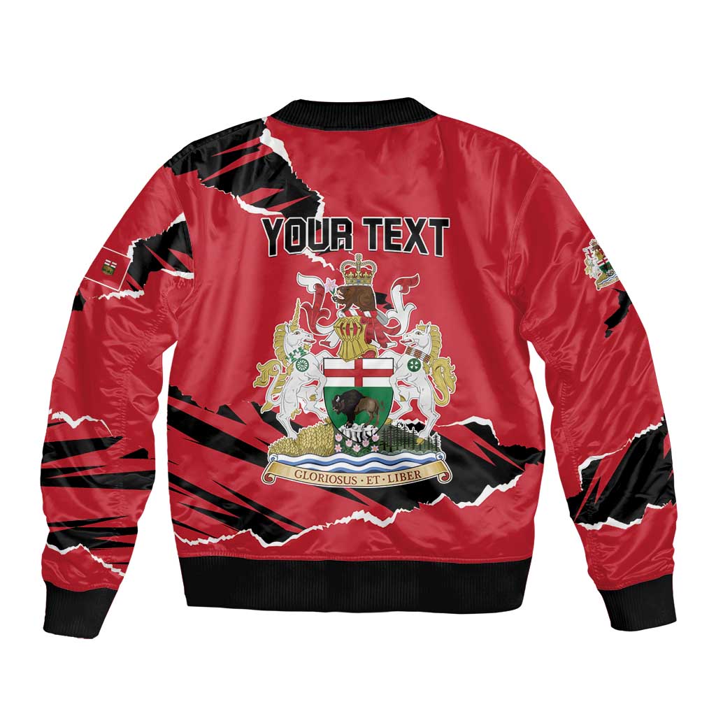Personalized Canada Manitoba Province Bison Sleeve Zip Bomber Jacket Gloriosus et Liber