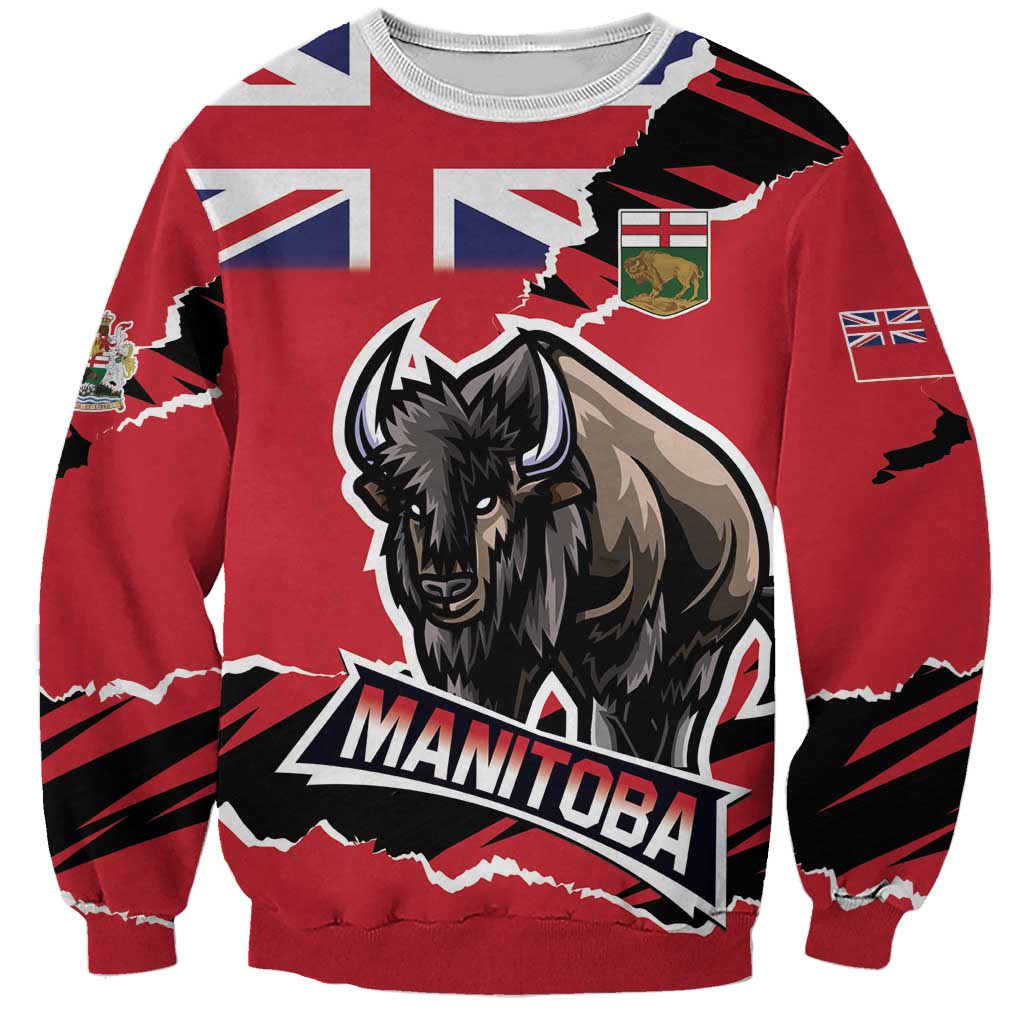 Personalized Canada Manitoba Province Bison Sweatshirt Gloriosus et Liber
