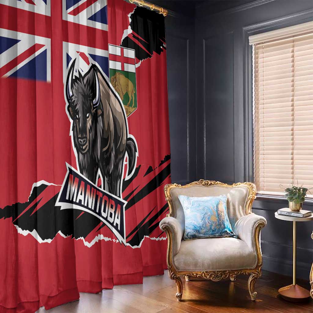 Canada Manitoba Province Bison Window Curtain Gloriosus et Liber
