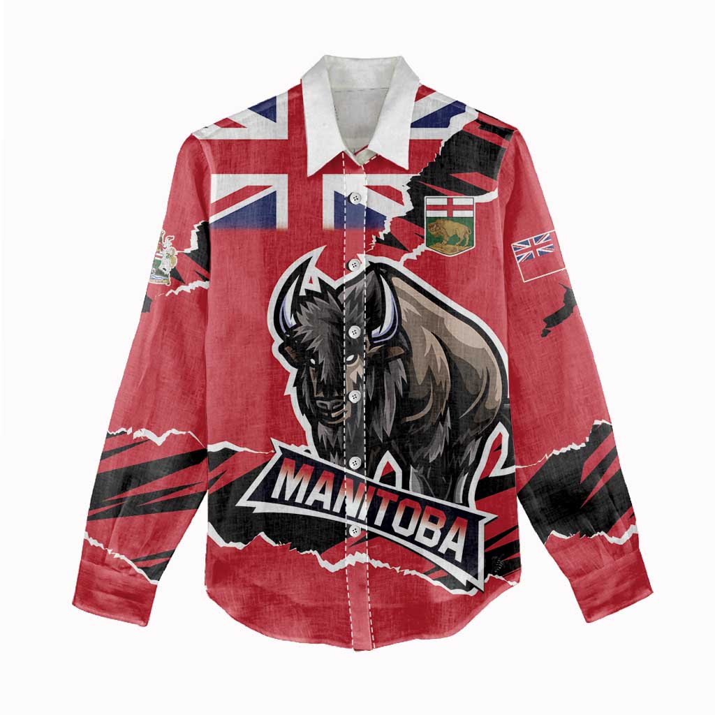 Personalized Canada Manitoba Province Bison Women Casual Shirt Gloriosus et Liber