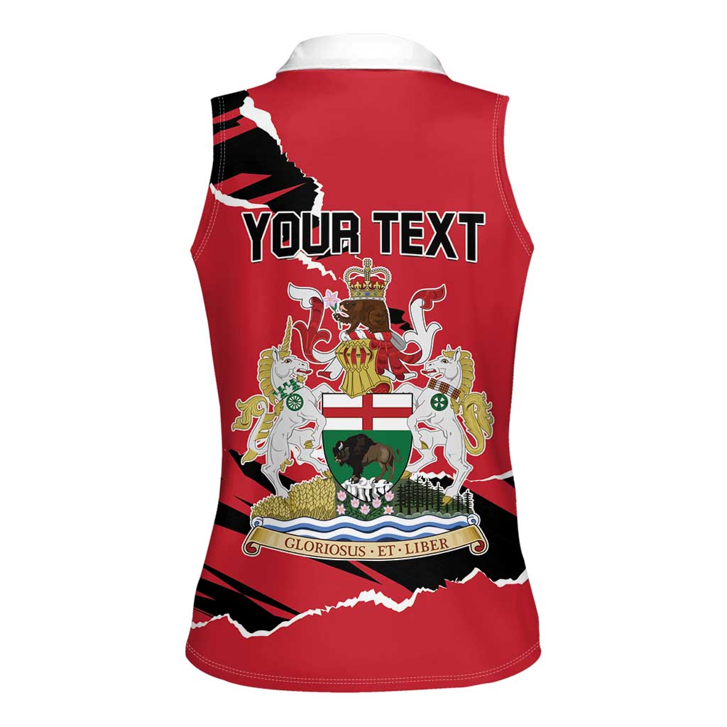 Personalized Canada Manitoba Province Bison Women Sleeveless Polo Shirt Gloriosus et Liber
