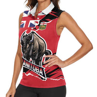 Personalized Canada Manitoba Province Bison Women Sleeveless Polo Shirt Gloriosus et Liber