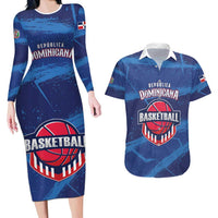 Custom Dominican Republic Basketball Couples Matching Long Sleeve Bodycon Dress and Hawaiian Shirt Enjoy The Game