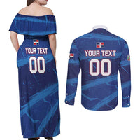 Custom Dominican Republic Basketball Couples Matching Off Shoulder Maxi Dress and Long Sleeve Button Shirt Enjoy The Game