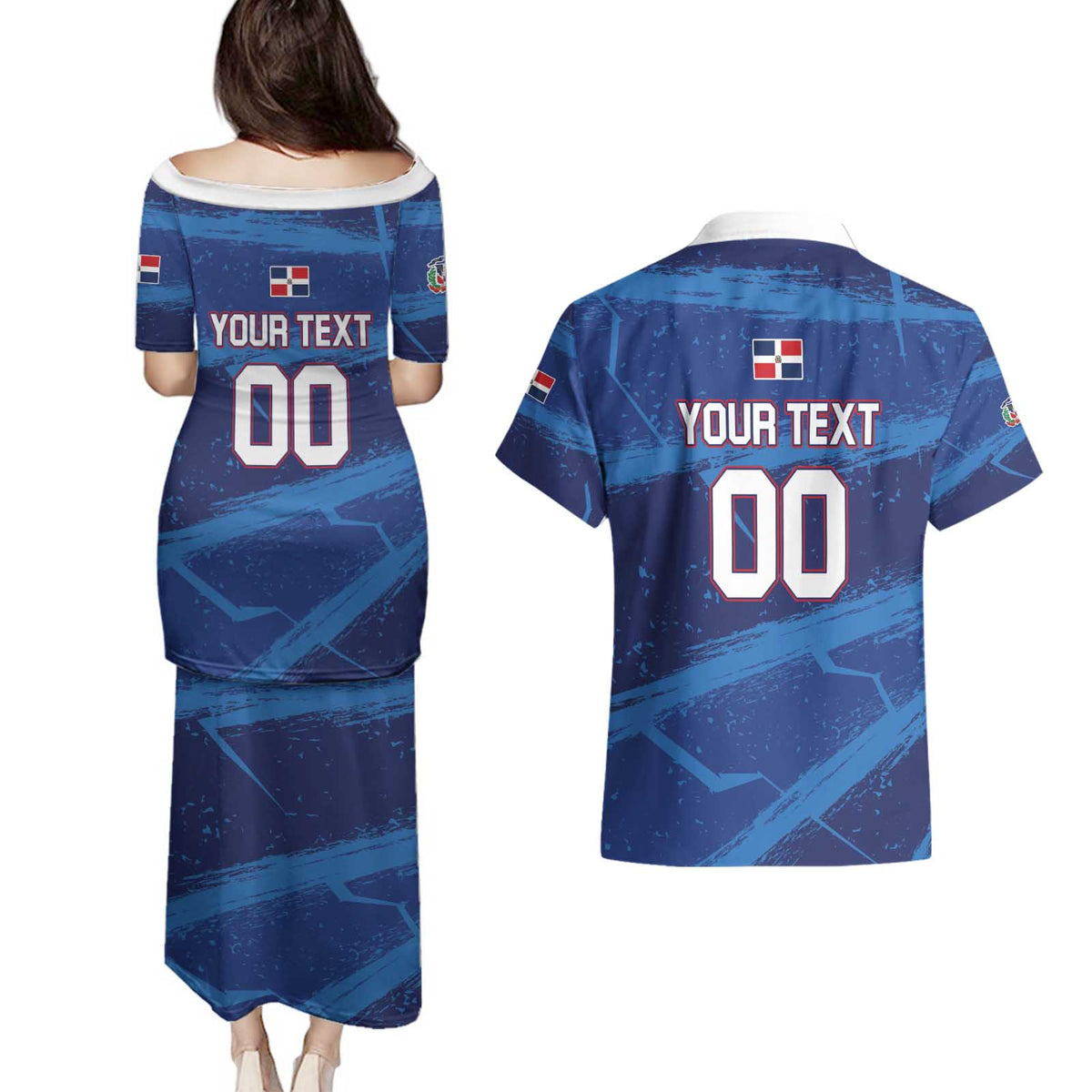 Custom Dominican Republic Basketball Couples Matching Puletasi and Hawaiian Shirt Enjoy The Game