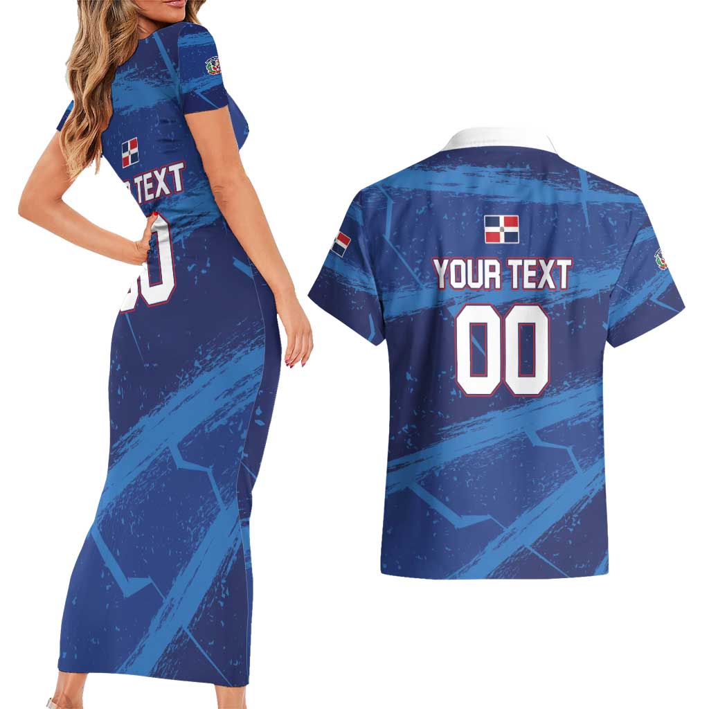Custom Dominican Republic Basketball Couples Matching Short Sleeve Bodycon Dress and Hawaiian Shirt Enjoy The Game