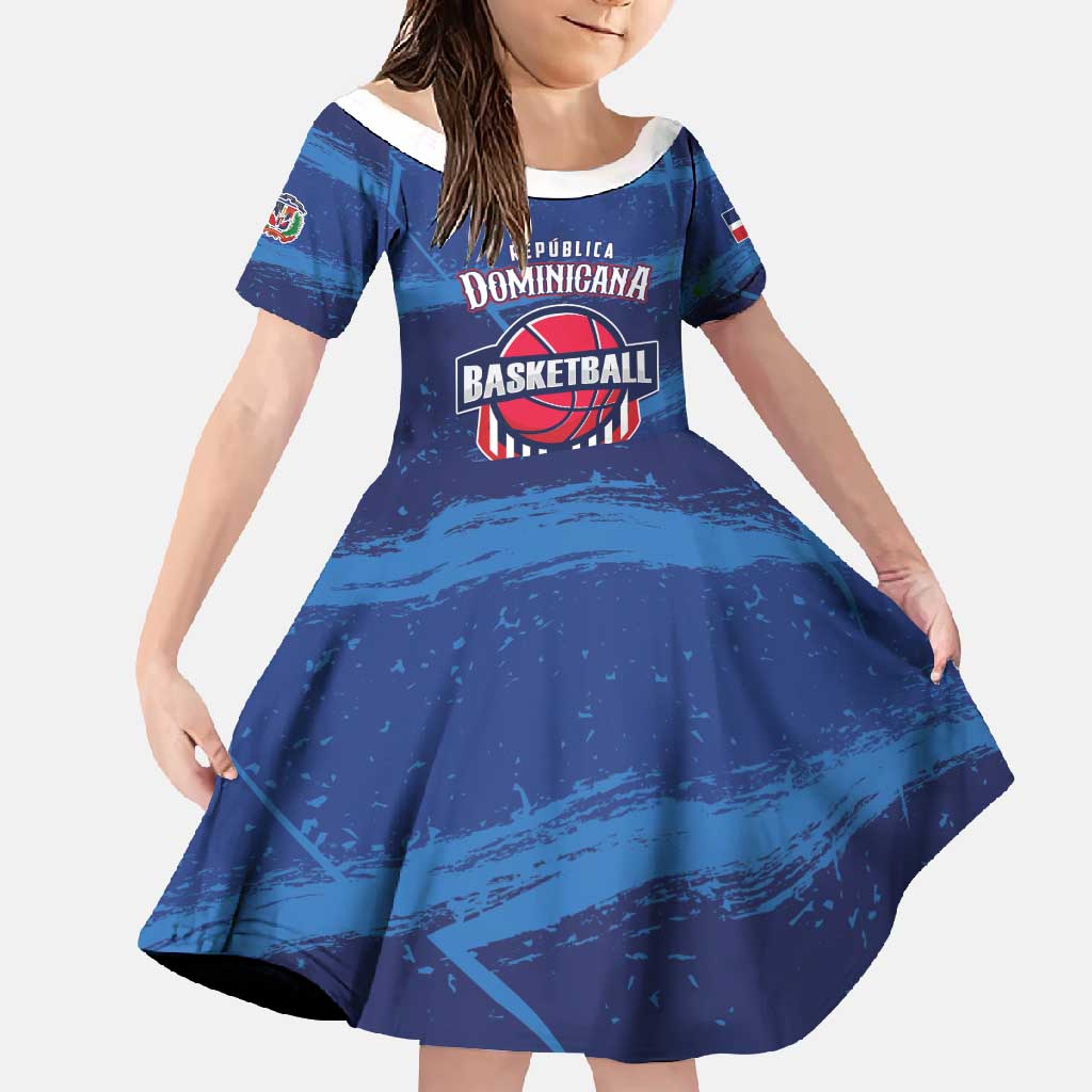 Custom Dominican Republic Basketball Family Matching Long Sleeve Bodycon Dress and Hawaiian Shirt Enjoy The Game