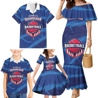 Custom Dominican Republic Basketball Family Matching Mermaid Dress and Hawaiian Shirt Enjoy The Game