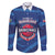 Custom Dominican Republic Basketball Family Matching Off The Shoulder Long Sleeve Dress and Hawaiian Shirt Enjoy The Game