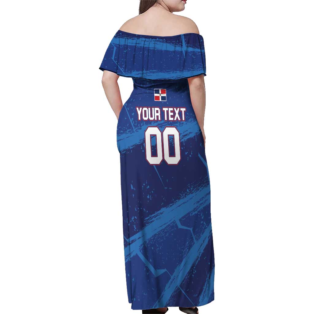 Custom Dominican Republic Basketball Family Matching Off Shoulder Maxi Dress and Hawaiian Shirt Enjoy The Game