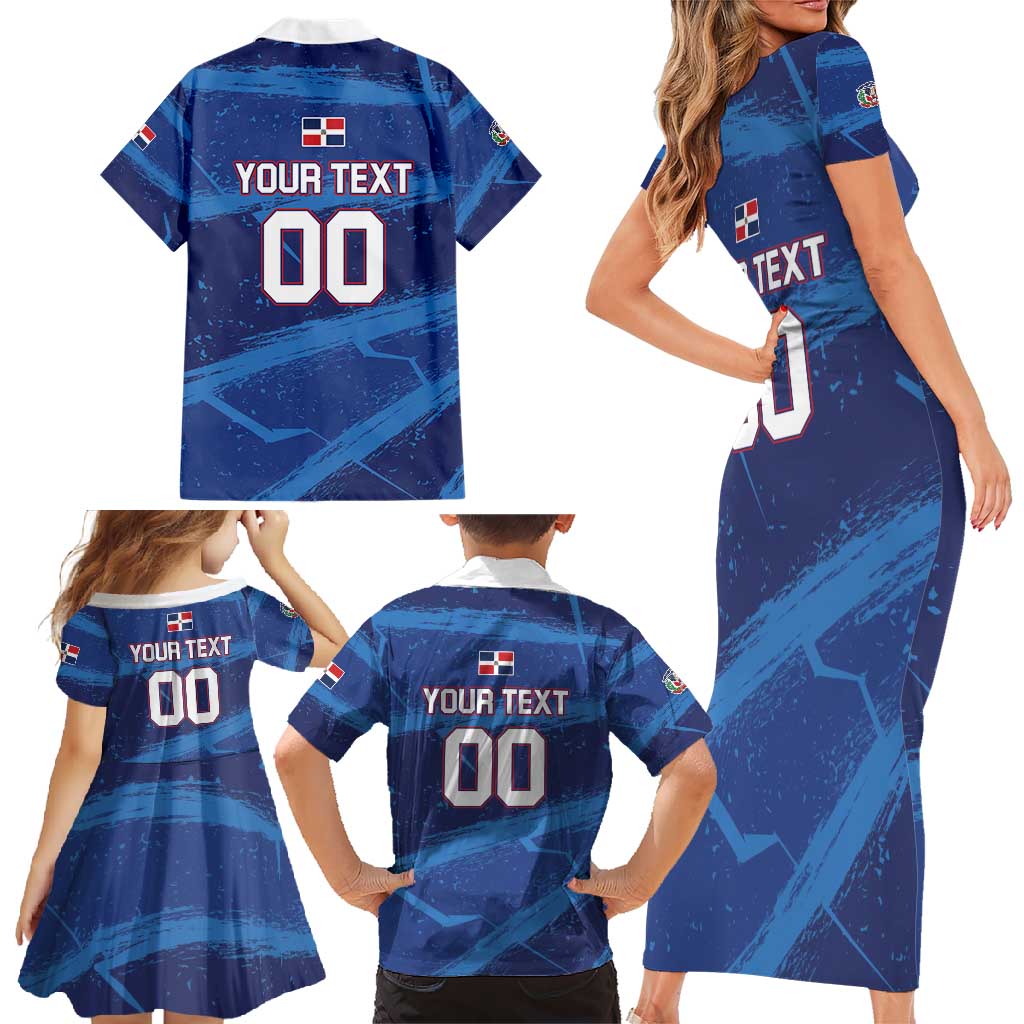 Custom Dominican Republic Basketball Family Matching Short Sleeve Bodycon Dress and Hawaiian Shirt Enjoy The Game