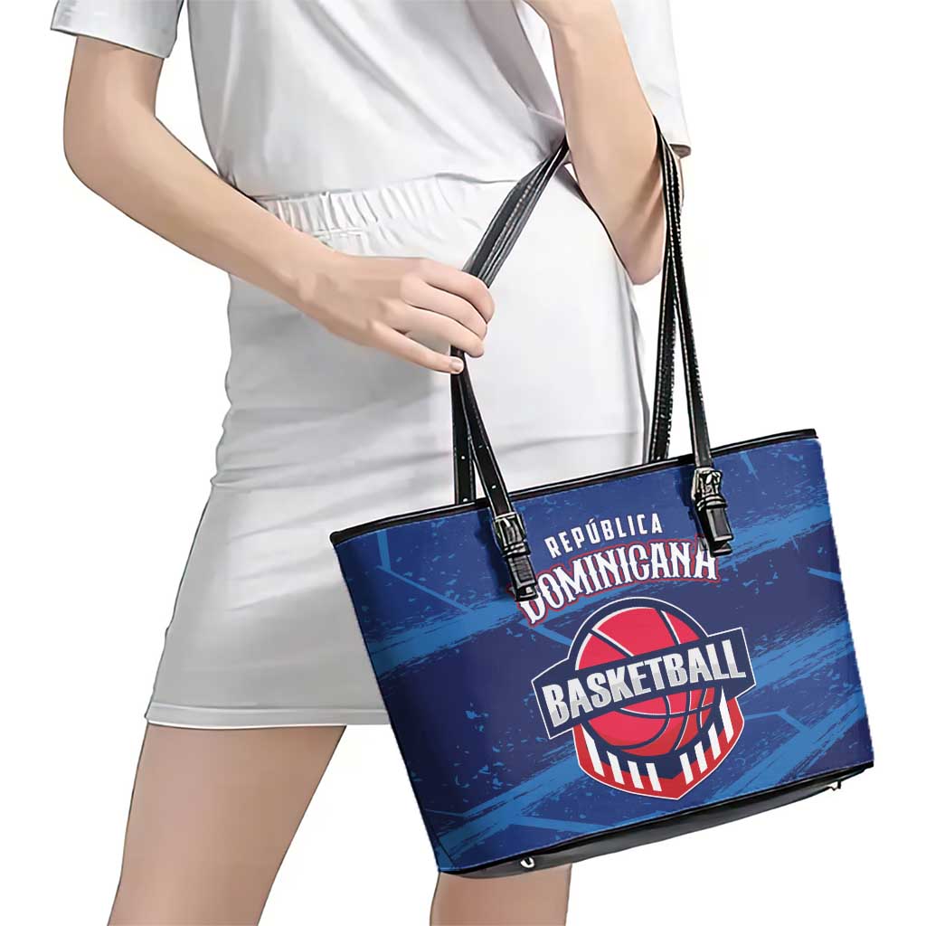 Dominican Republic Basketball Leather Tote Bag Enjoy The Game
